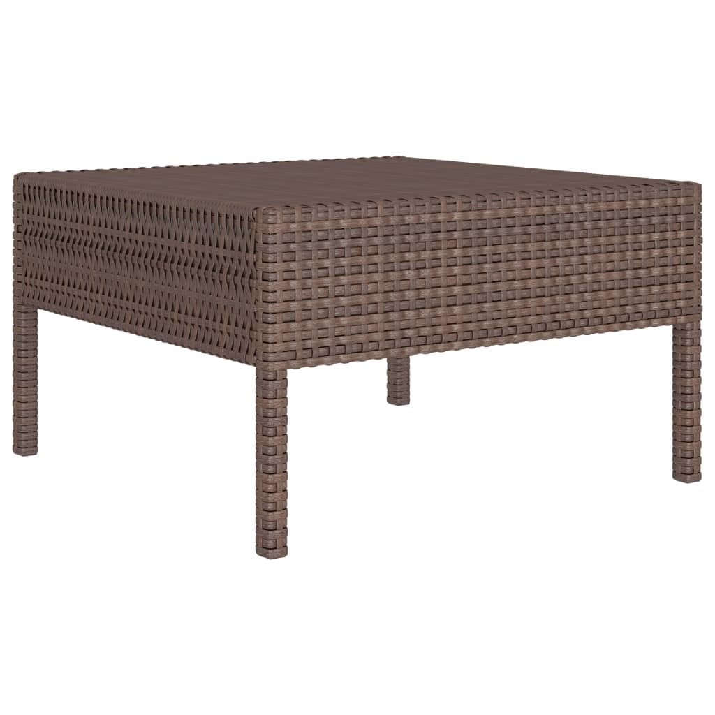 6 Piece Patio Lounge Set with Cushions Poly Rattan Brown - Image 5