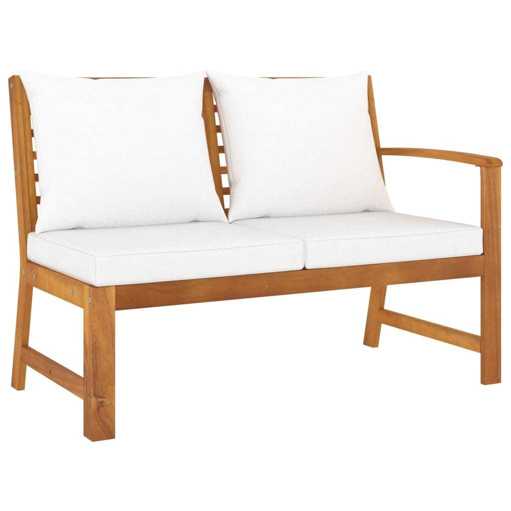6 Piece Patio Lounge Set with Cushion Cream Solid Acacia Wood - Image 4