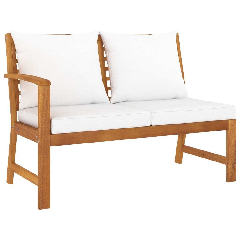 6 Piece Patio Lounge Set with Cushion Cream Solid Acacia Wood - Image 5