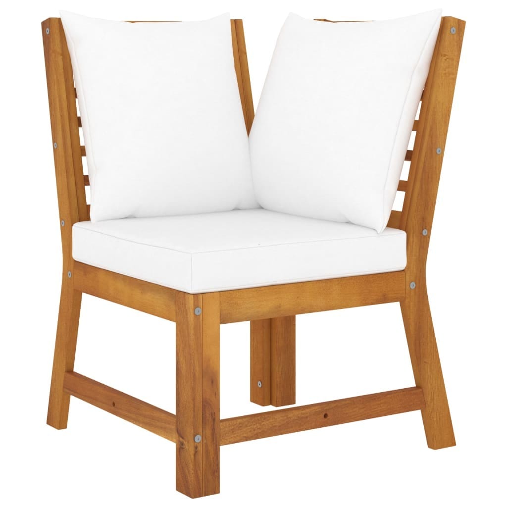 6 Piece Patio Lounge Set with Cushion Cream Solid Acacia Wood - Image 6
