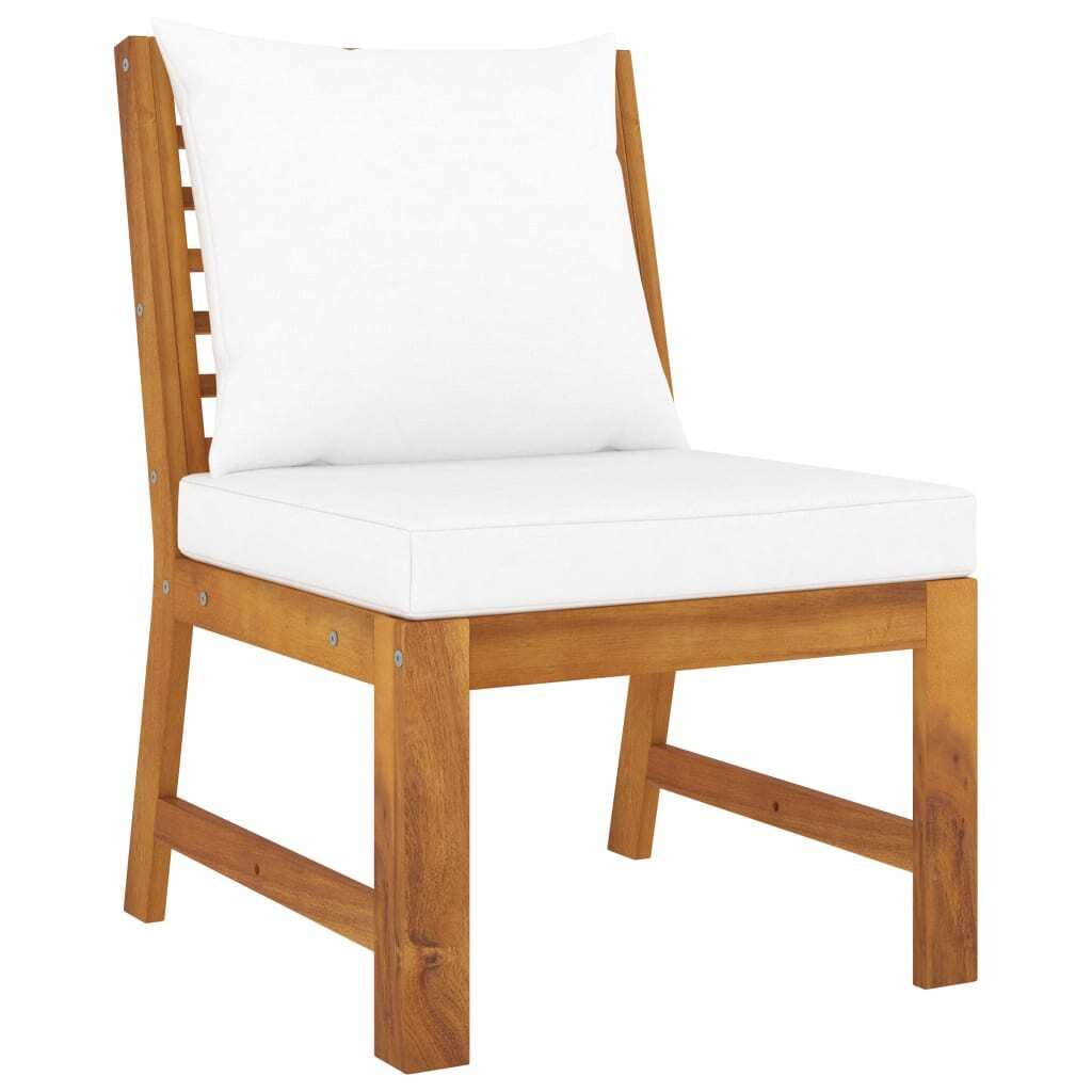 6 Piece Patio Lounge Set with Cushion Cream Solid Acacia Wood - Image 7