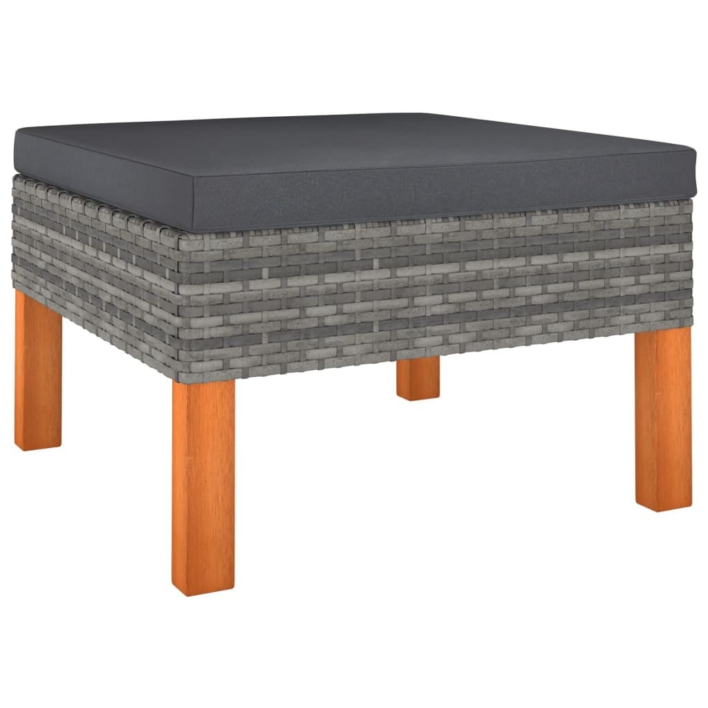 5 Piece Patio Lounge Set with Cushions Poly Rattan Gray - Image 5