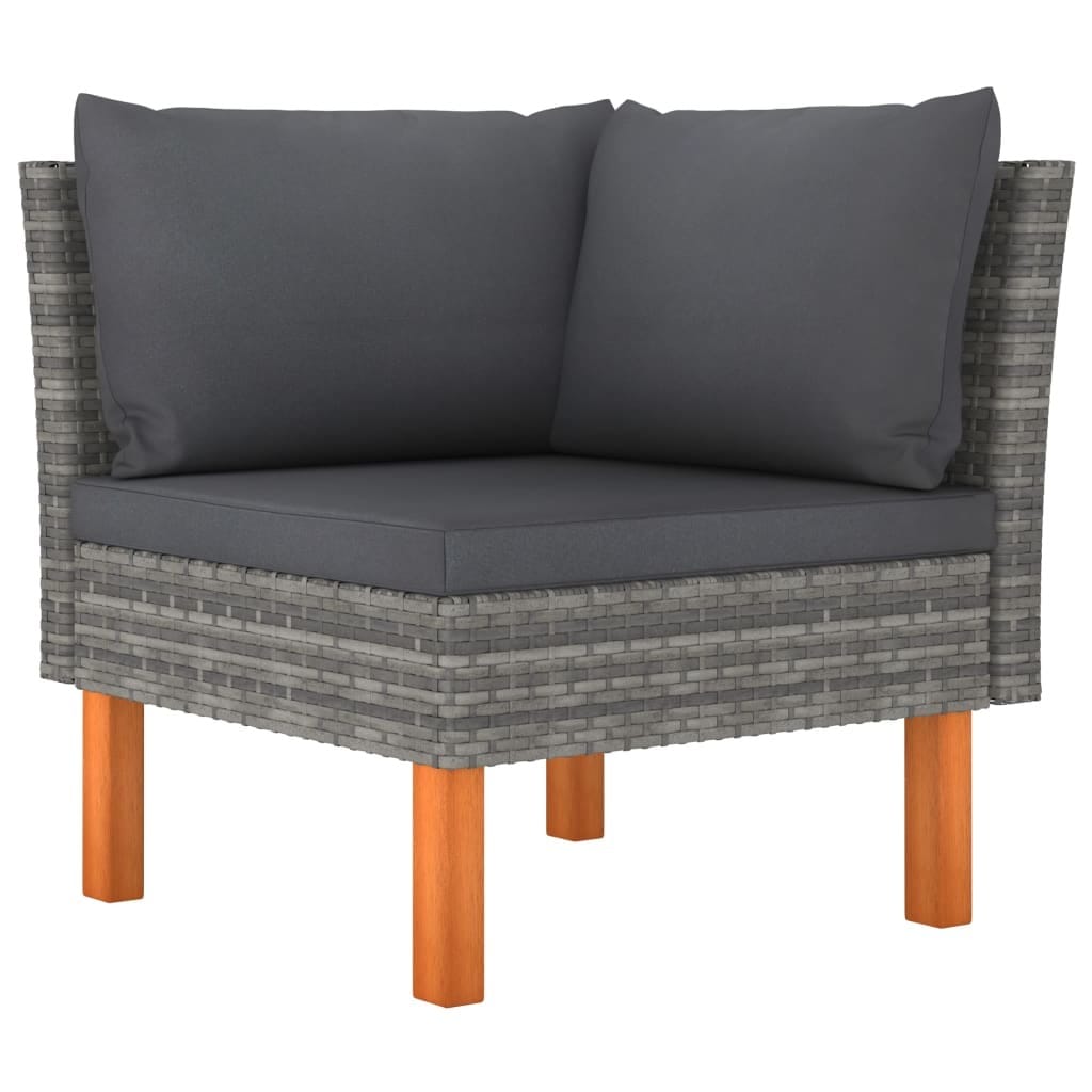9 Piece Patio Lounge Set with Cushions Poly Rattan Gray - Image 4