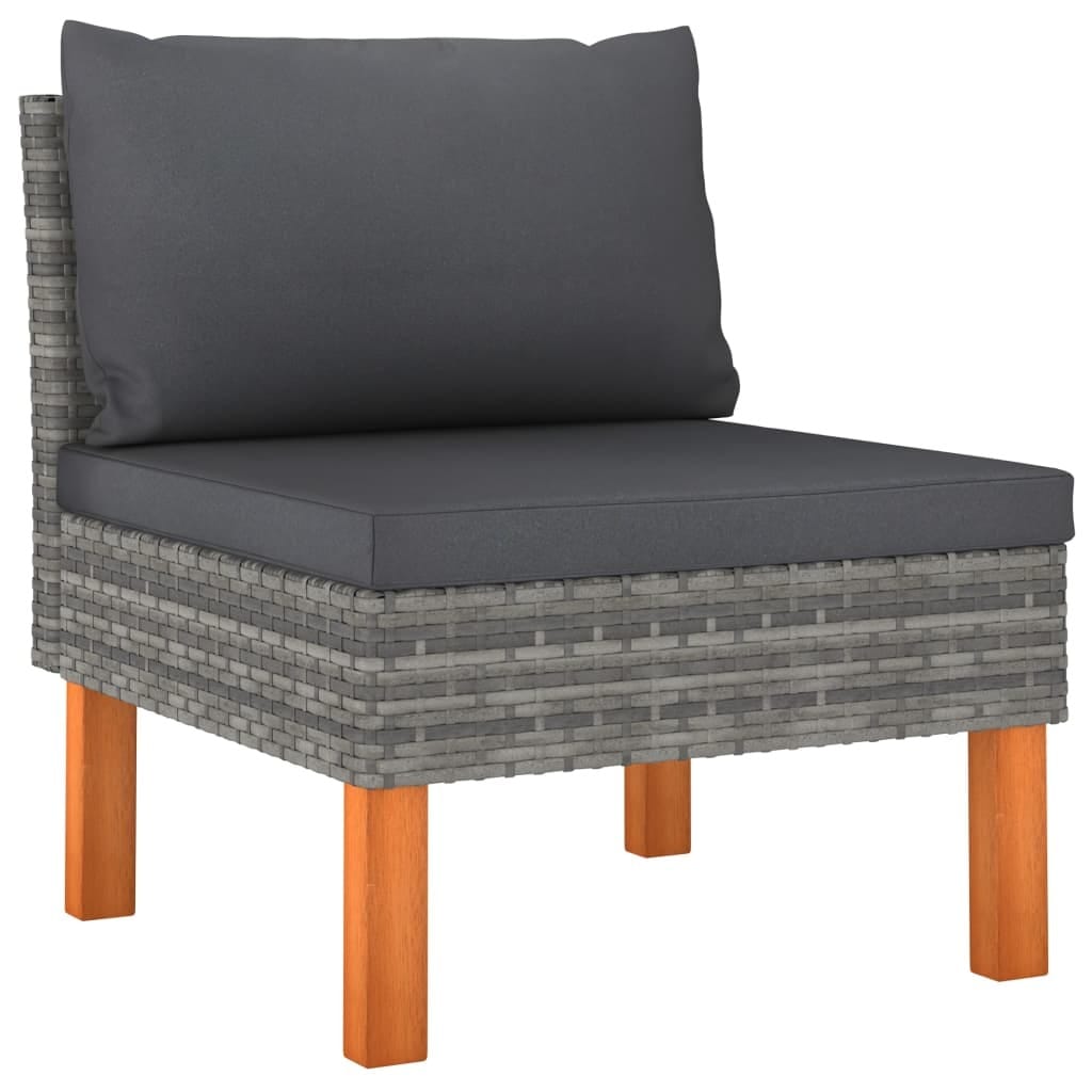 9 Piece Patio Lounge Set with Cushions Poly Rattan Gray - Image 6