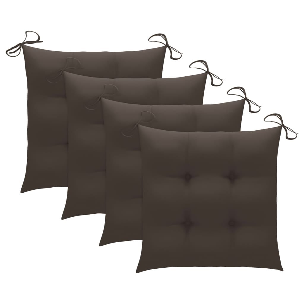 Patio Chairs with Cushions 4 pcs Gray Solid Acacia Wood - Image 3
