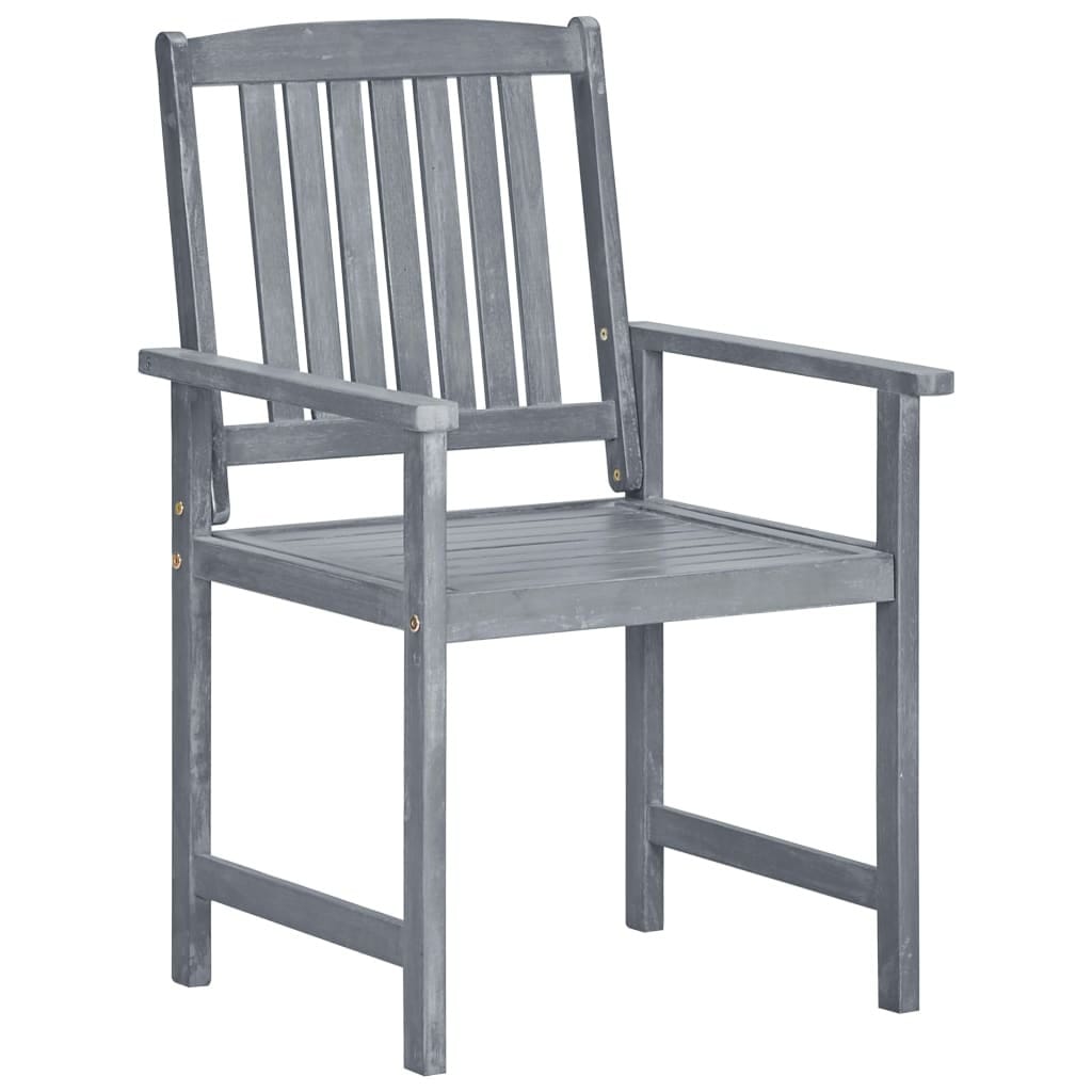 Patio Chairs with Cushions 4 pcs Gray Solid Acacia Wood - Image 6