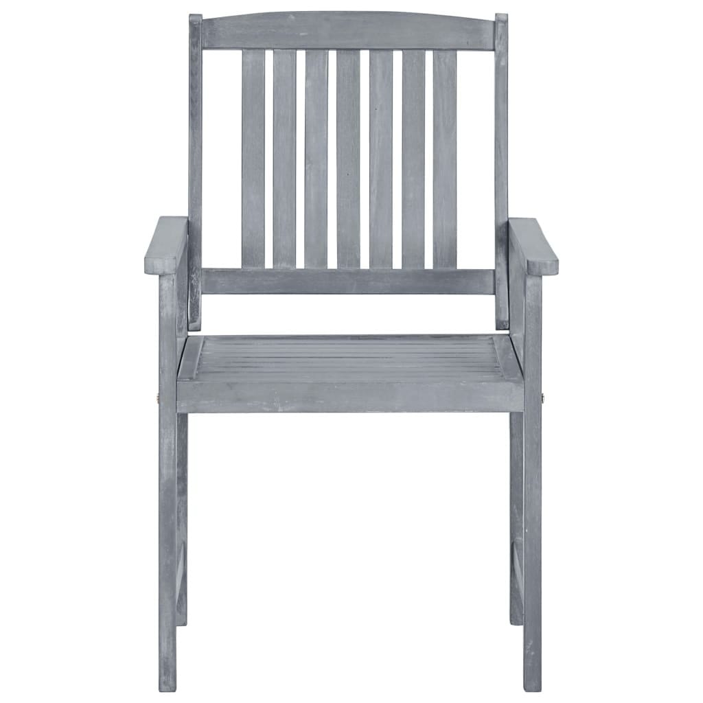 Patio Chairs with Cushions 4 pcs Gray Solid Acacia Wood - Image 7
