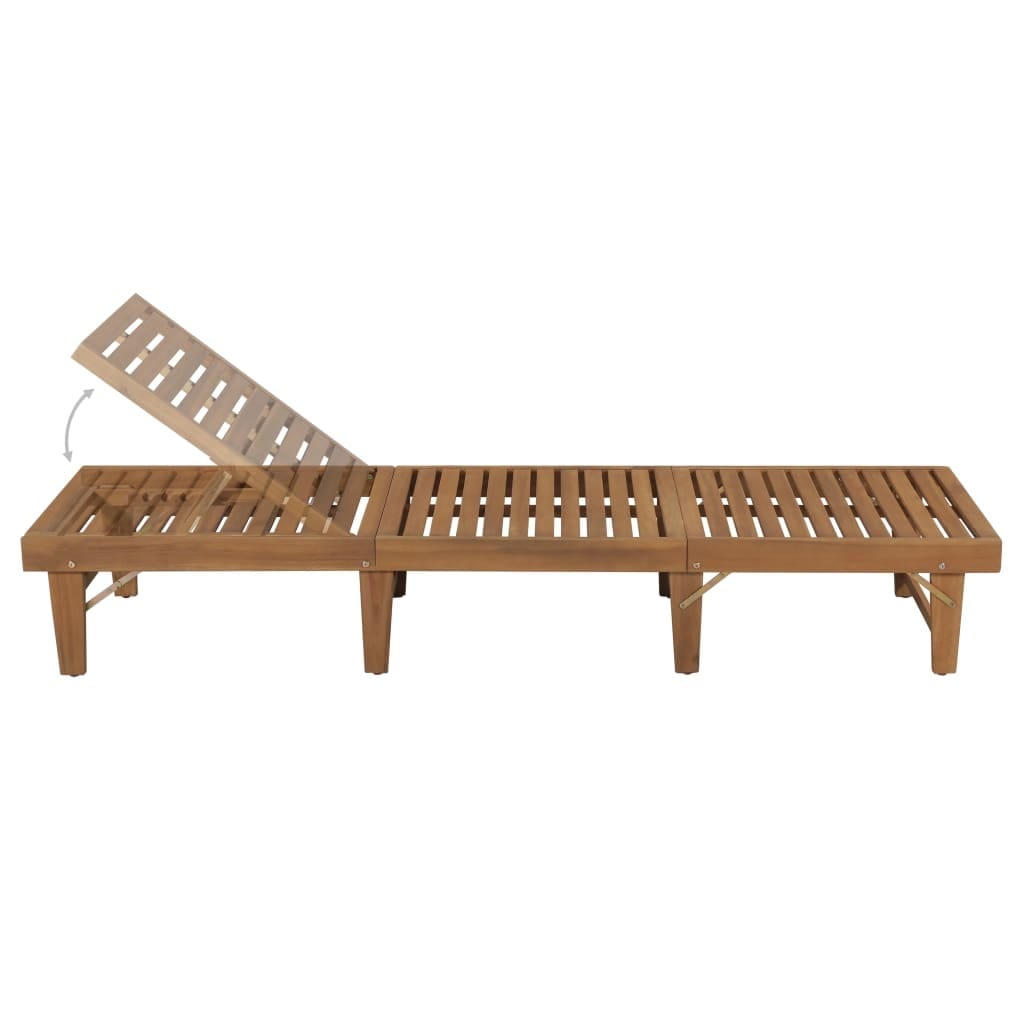 Folding Sun Lounger with Cushion Solid Acacia Wood - Image 3
