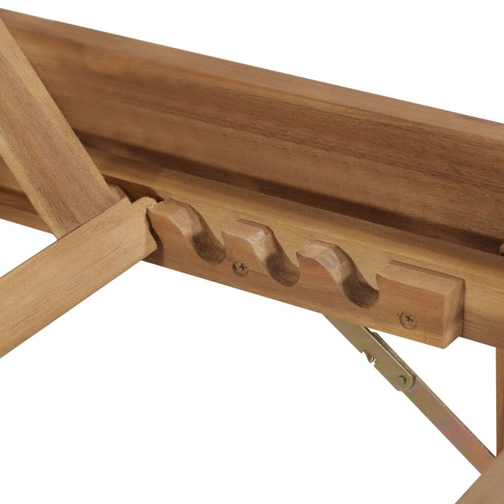 Folding Sun Lounger with Cushion Solid Acacia Wood - Image 6