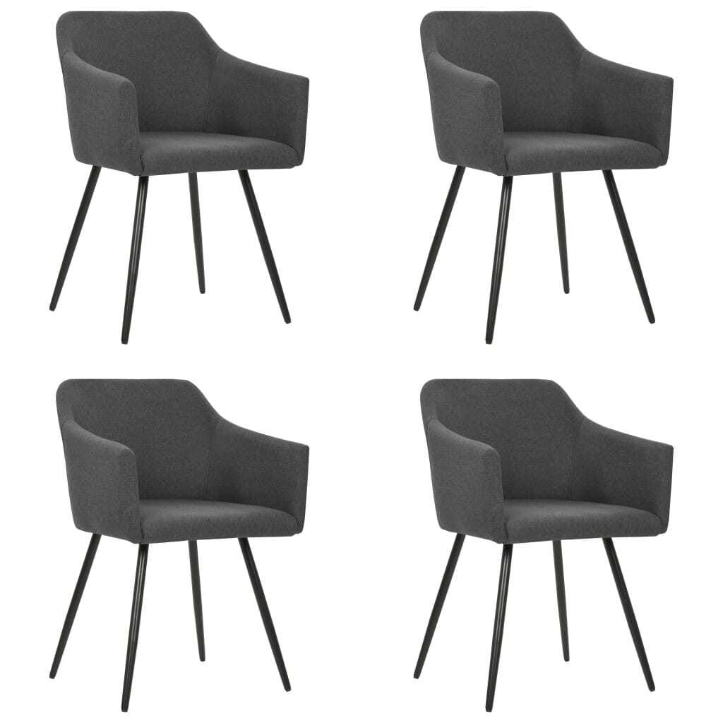 Dining Chairs 4 pcs Dark Gray Fabric
