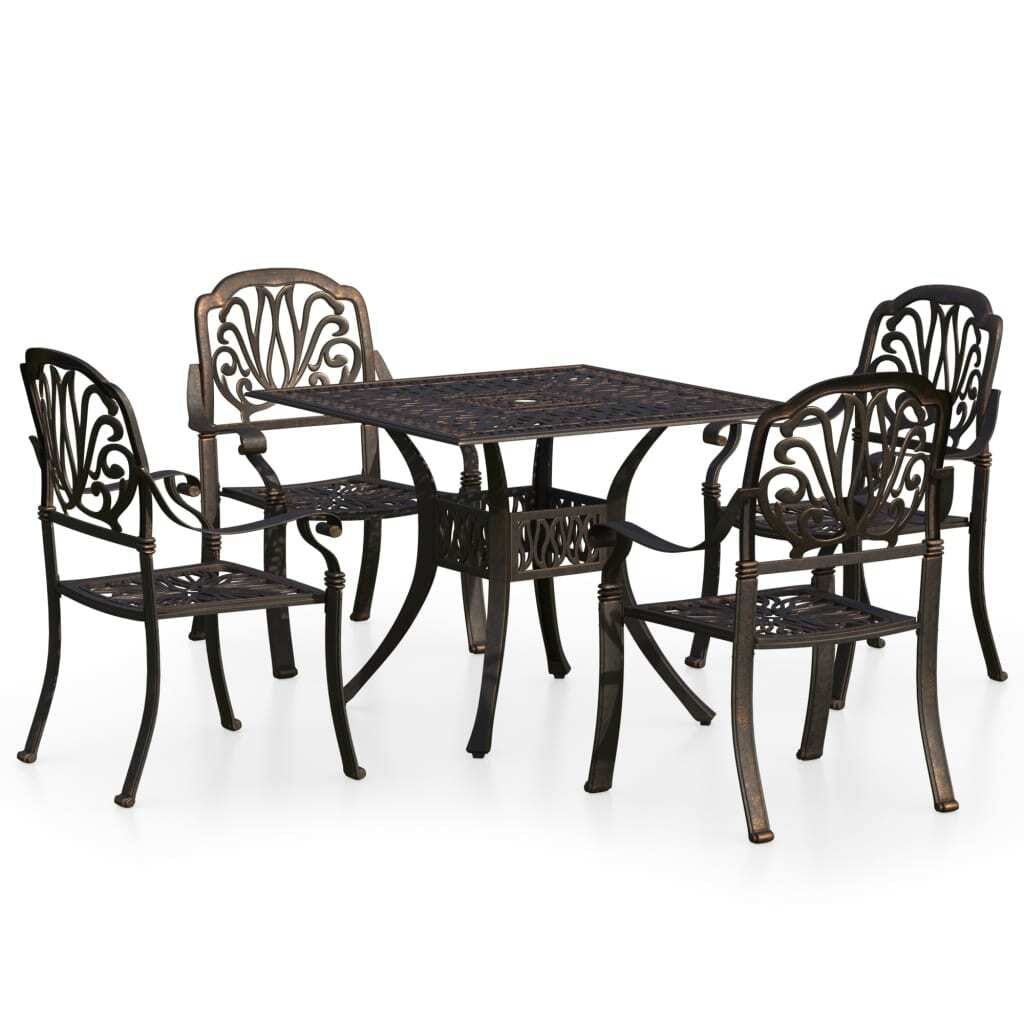 5 Piece Bistro Set Cast Aluminum Bronze - Image 2