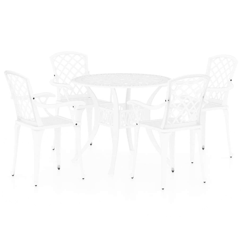 5 Piece Bistro Set Cast Aluminum White - Image 2