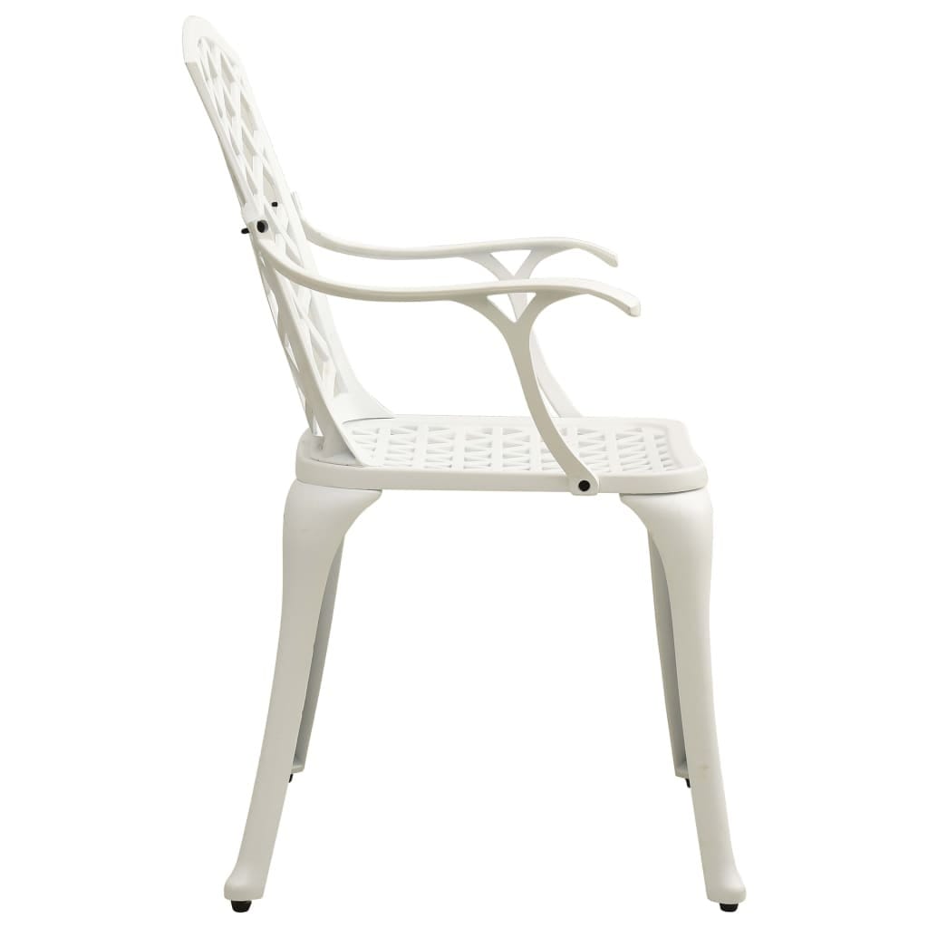 5 Piece Bistro Set Cast Aluminum White - Image 6