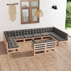 Category: Dropship Home, Garden & Furniture, SKU #3077274, Title: vidaXL 12 Piece Patio Lounge Set with Cushions Solid Pinewood