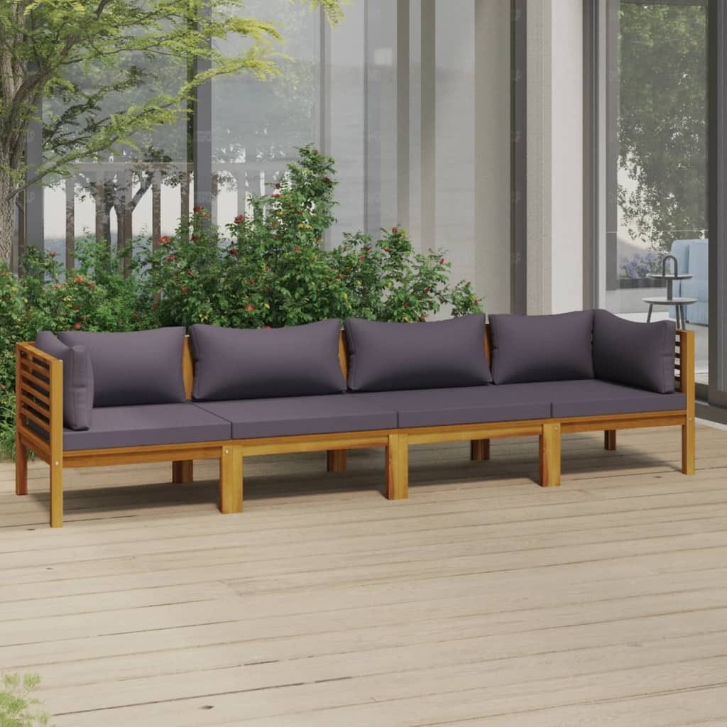 4-Seater Patio Sofa with Cushion Solid Acacia Wood