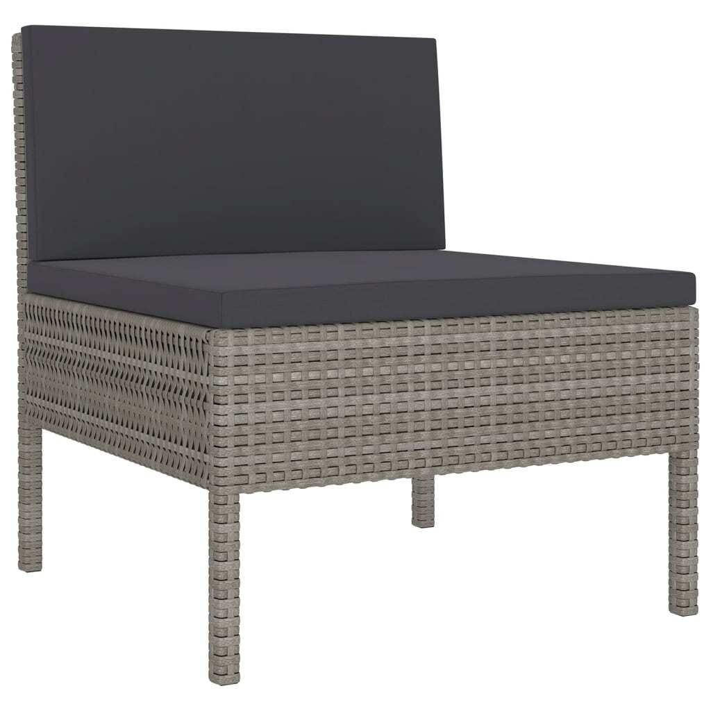 5 Piece Patio Lounge Set with Cushions Poly Rattan Gray - Image 4