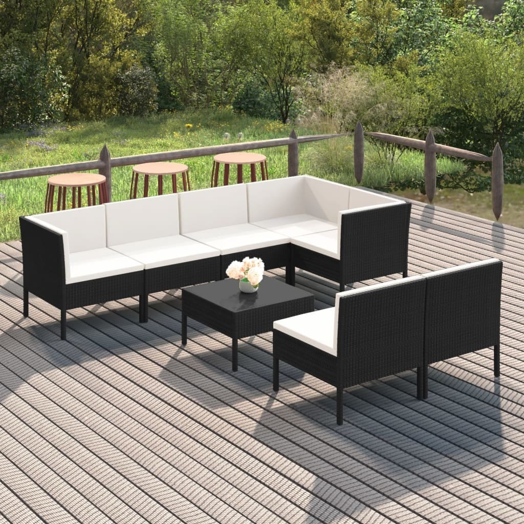 8 Piece Patio Lounge Set with Cushions Poly Rattan Brown