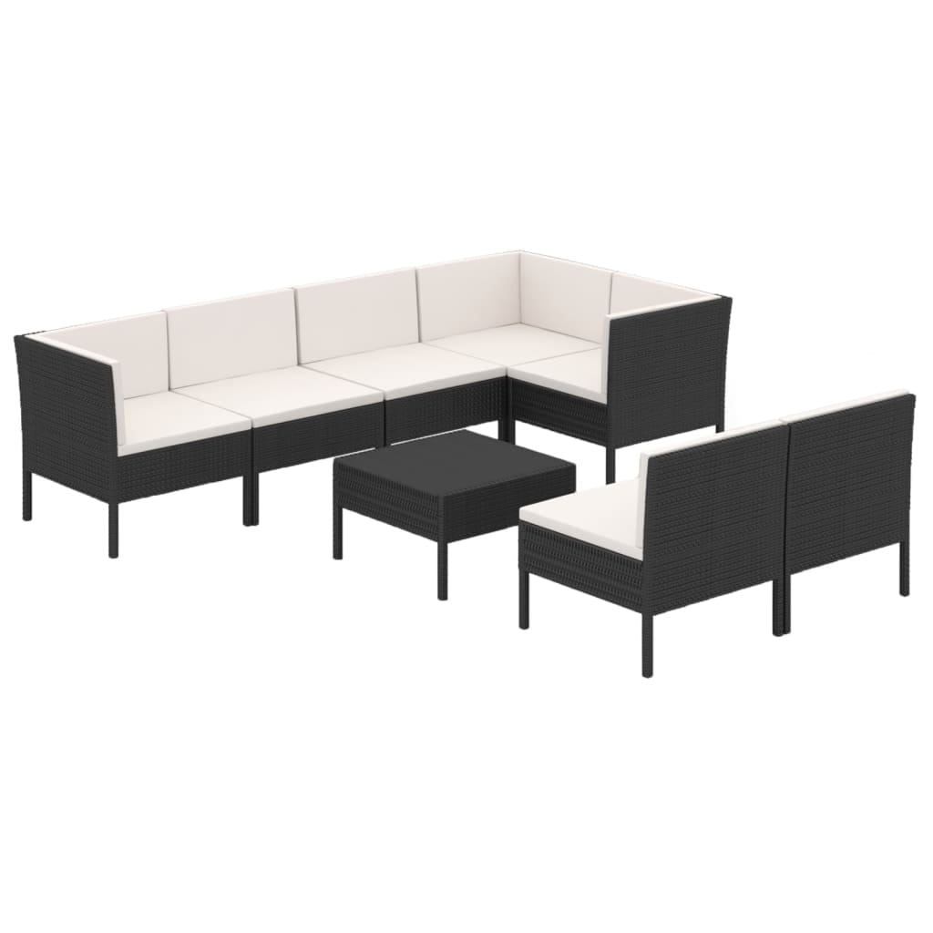 8 Piece Patio Lounge Set with Cushions Poly Rattan Brown - Image 2