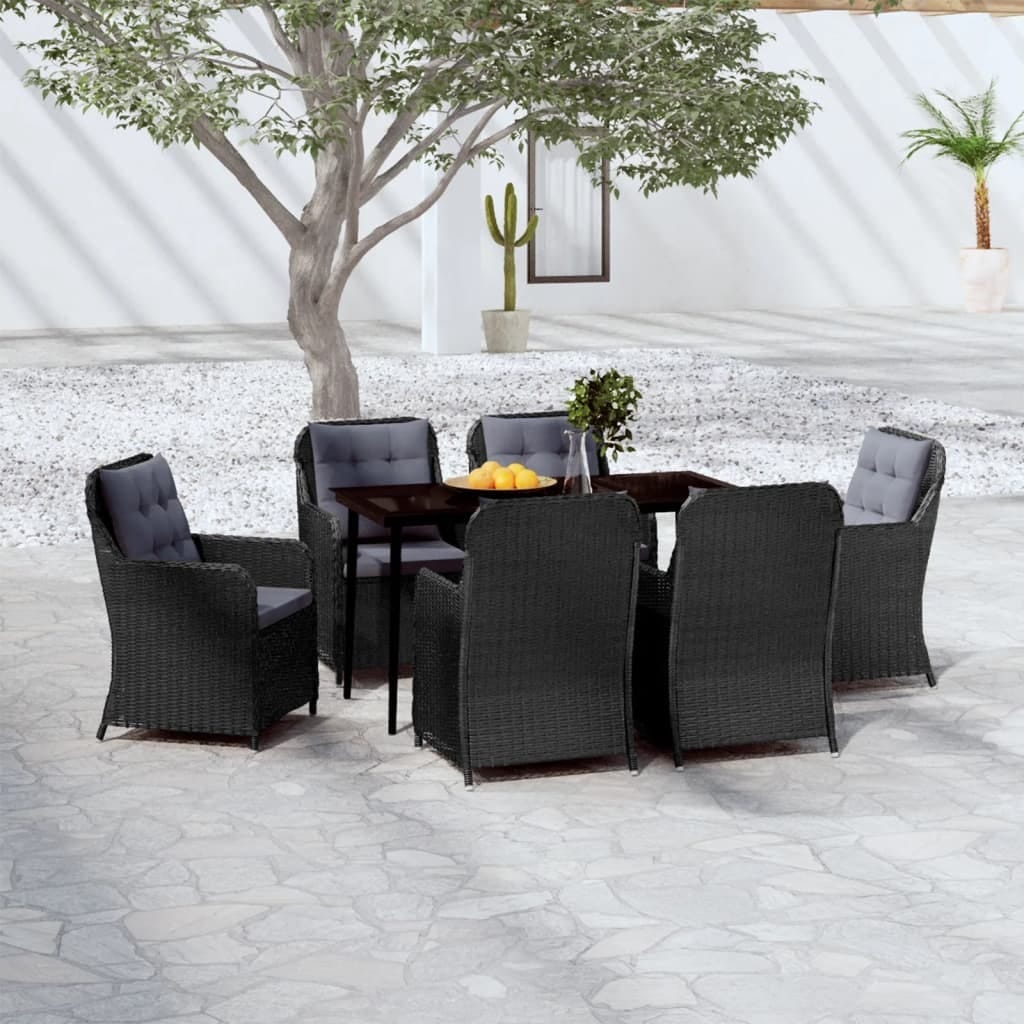 7 Piece Patio Dining Set Black