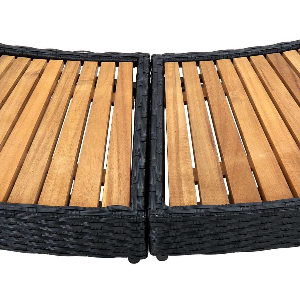 Spa Surround Black Poly Rattan and Acacia Wood - Image 7