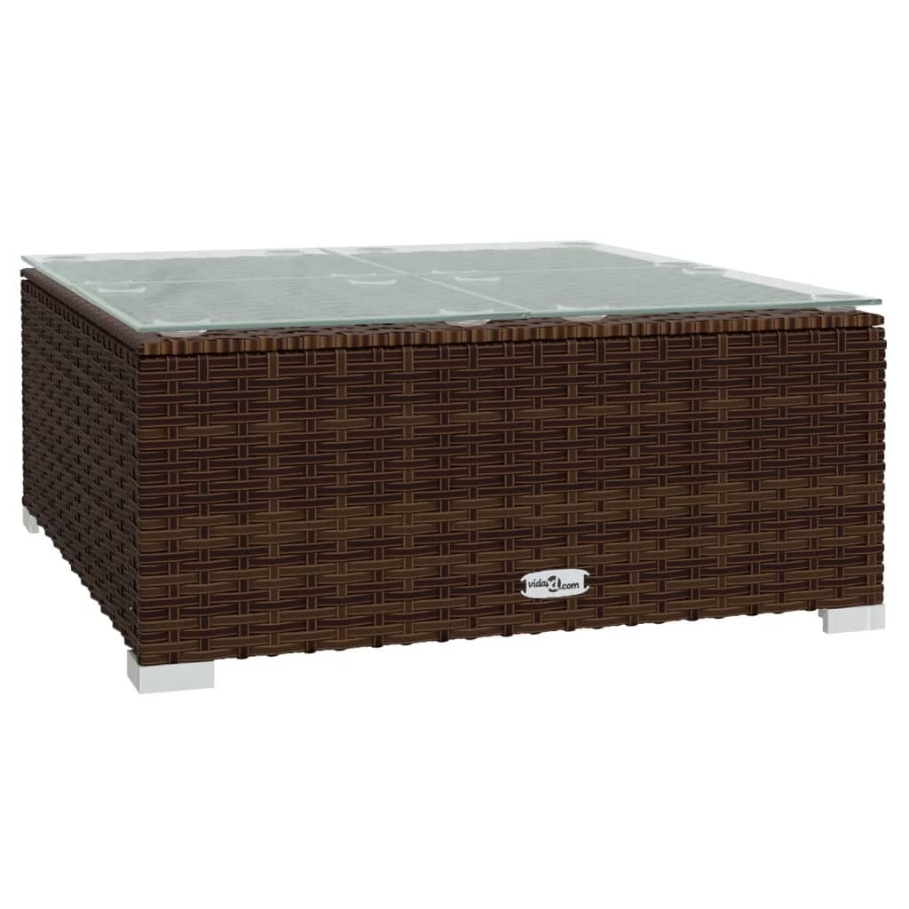 9 Piece Patio Lounge Set with Cushions Poly Rattan Brown - Image 5