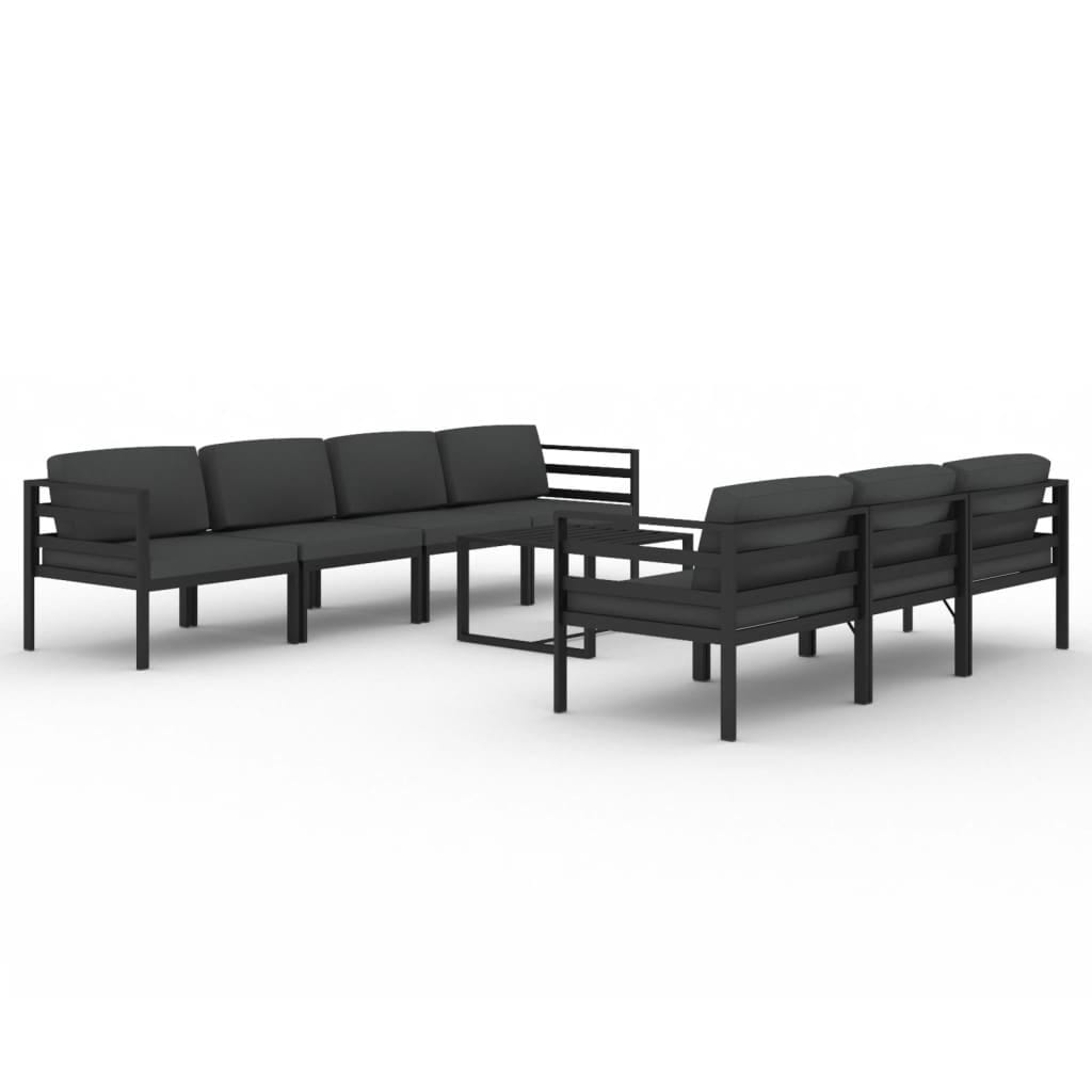 8 Piece Patio Lounge Set with Cushions Aluminum Anthracite - Image 2