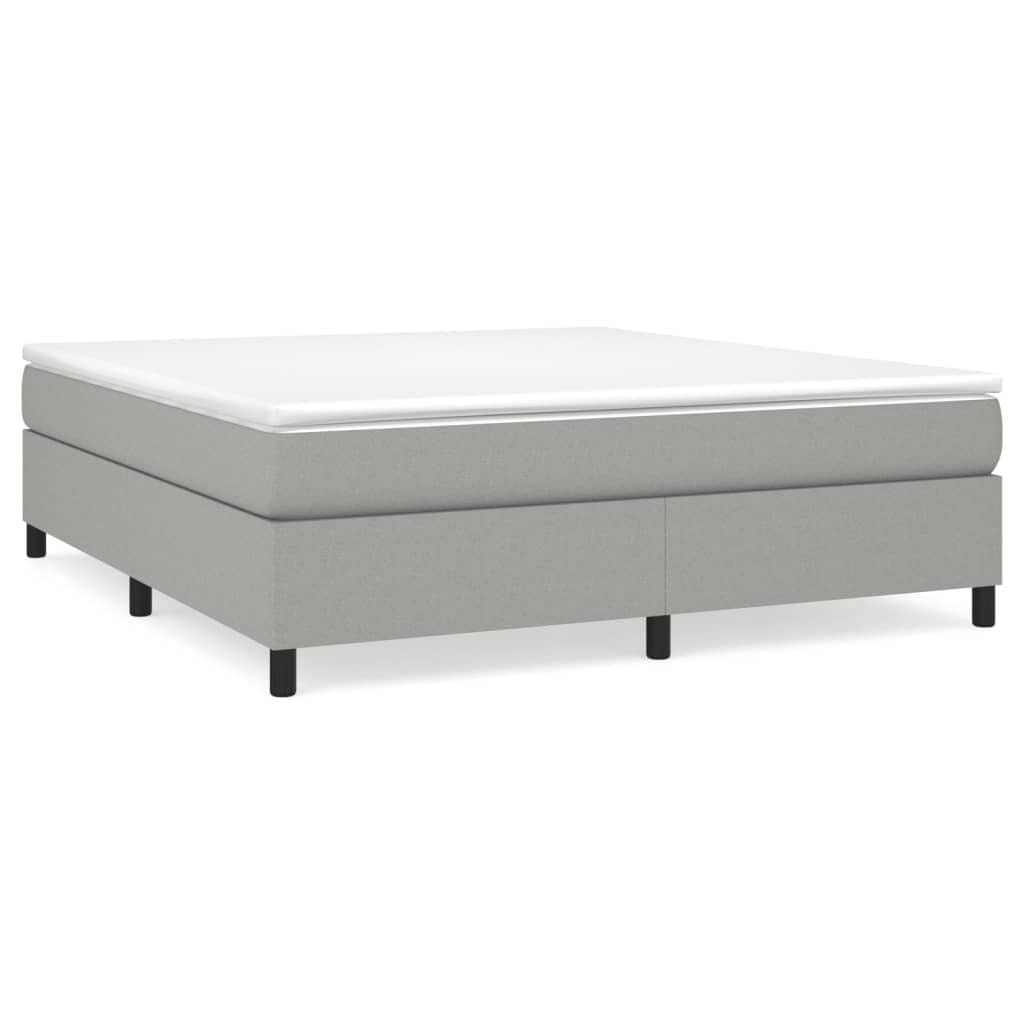 Box Spring Bed Frame Light Gray King Fabric (US Only) - Image 2