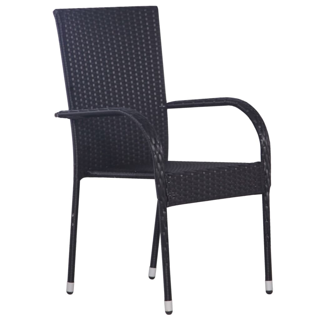 5 Piece Patio Dining Set Black Poly Rattan - Image 5
