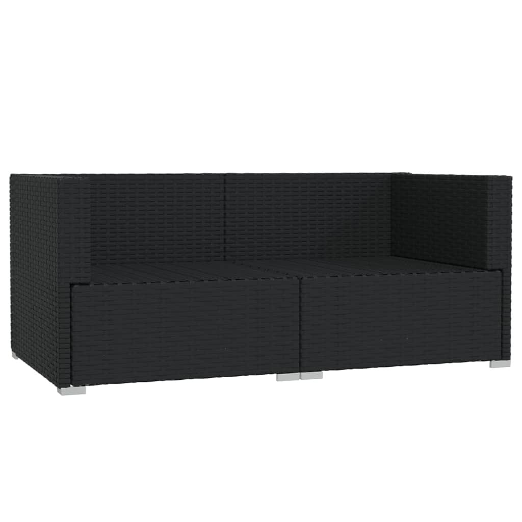 Patio Loveseat with Cushions Black Poly Rattan - Image 4