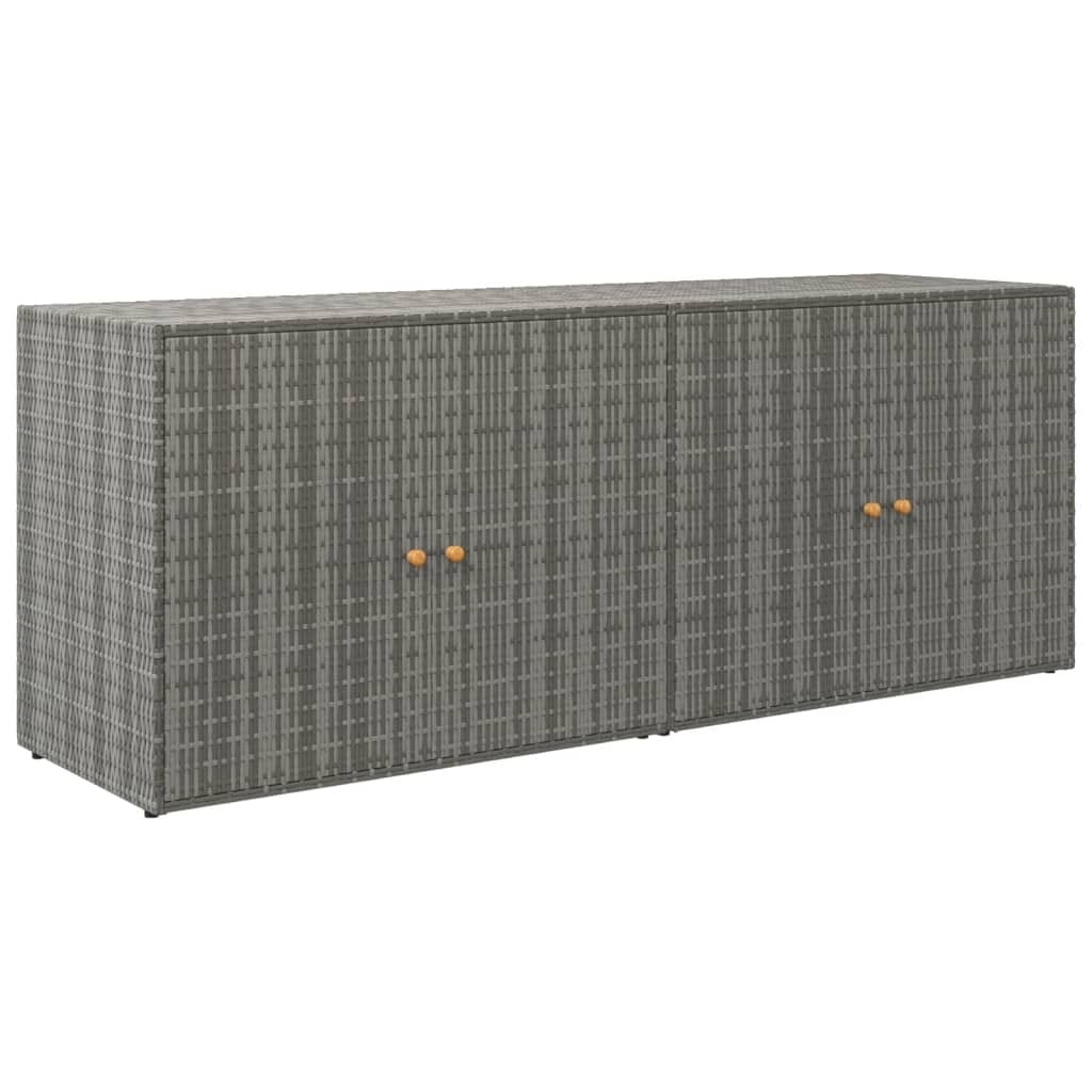 Garden Storage Cabinet Gray 78"x21.9"x31.5" Poly Rattan - Image 2
