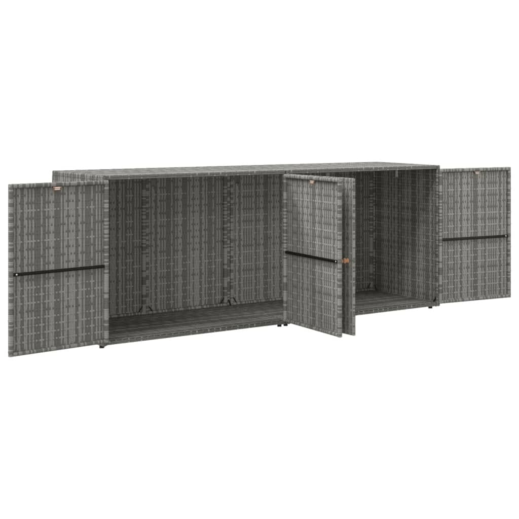Garden Storage Cabinet Gray 78"x21.9"x31.5" Poly Rattan - Image 3