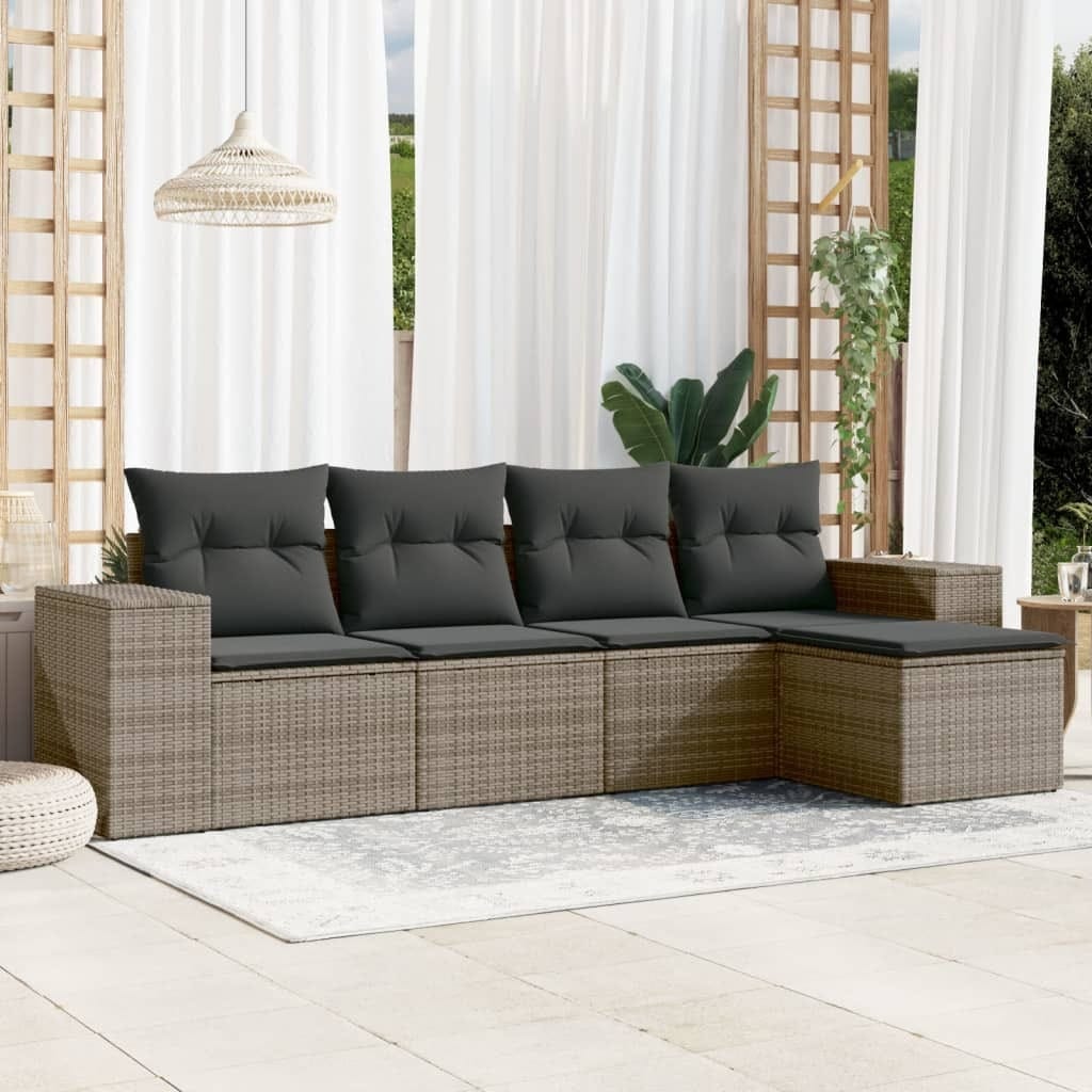 Garden Sofa Set Grey PE rattan Large Modular Garden Sofa Set