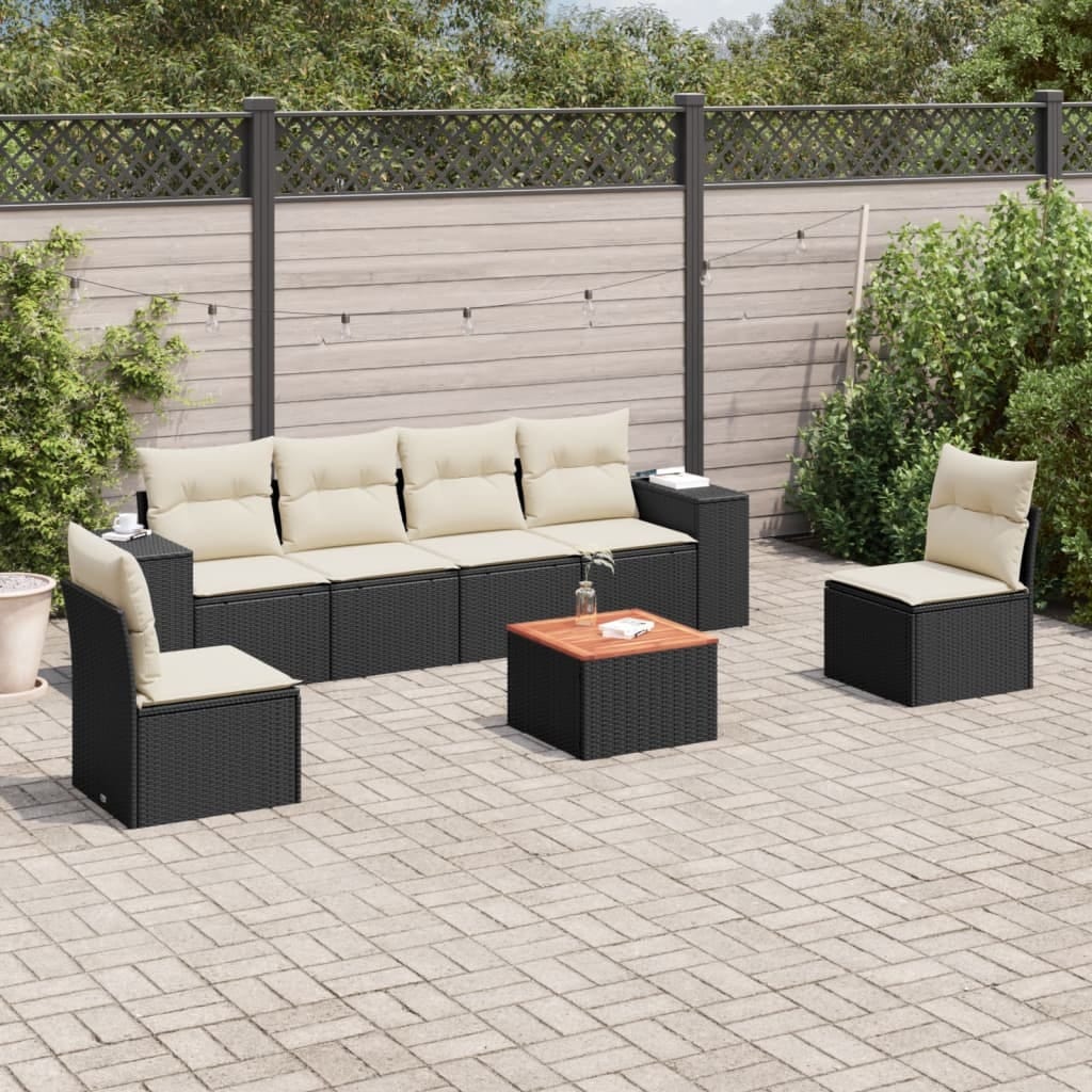  Garden Sofa Set Black Poly Rattan Large Modular Garden Sofa Set