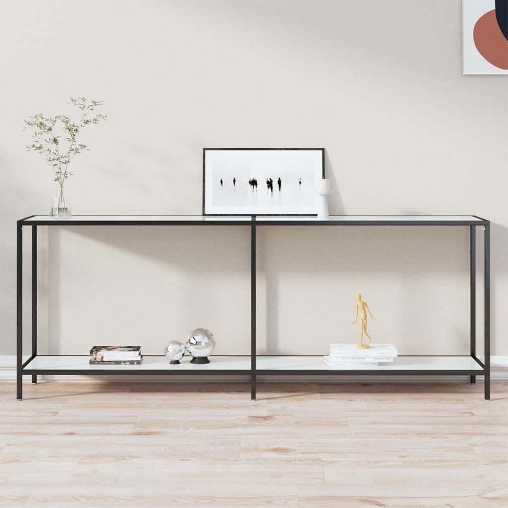 Console Table White Tempered glass Large Console Table