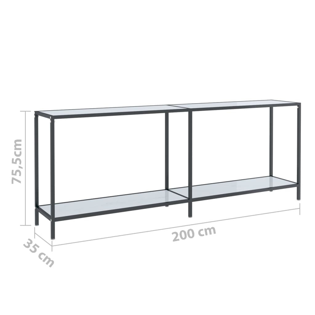Console Table White Tempered glass Large Console Table