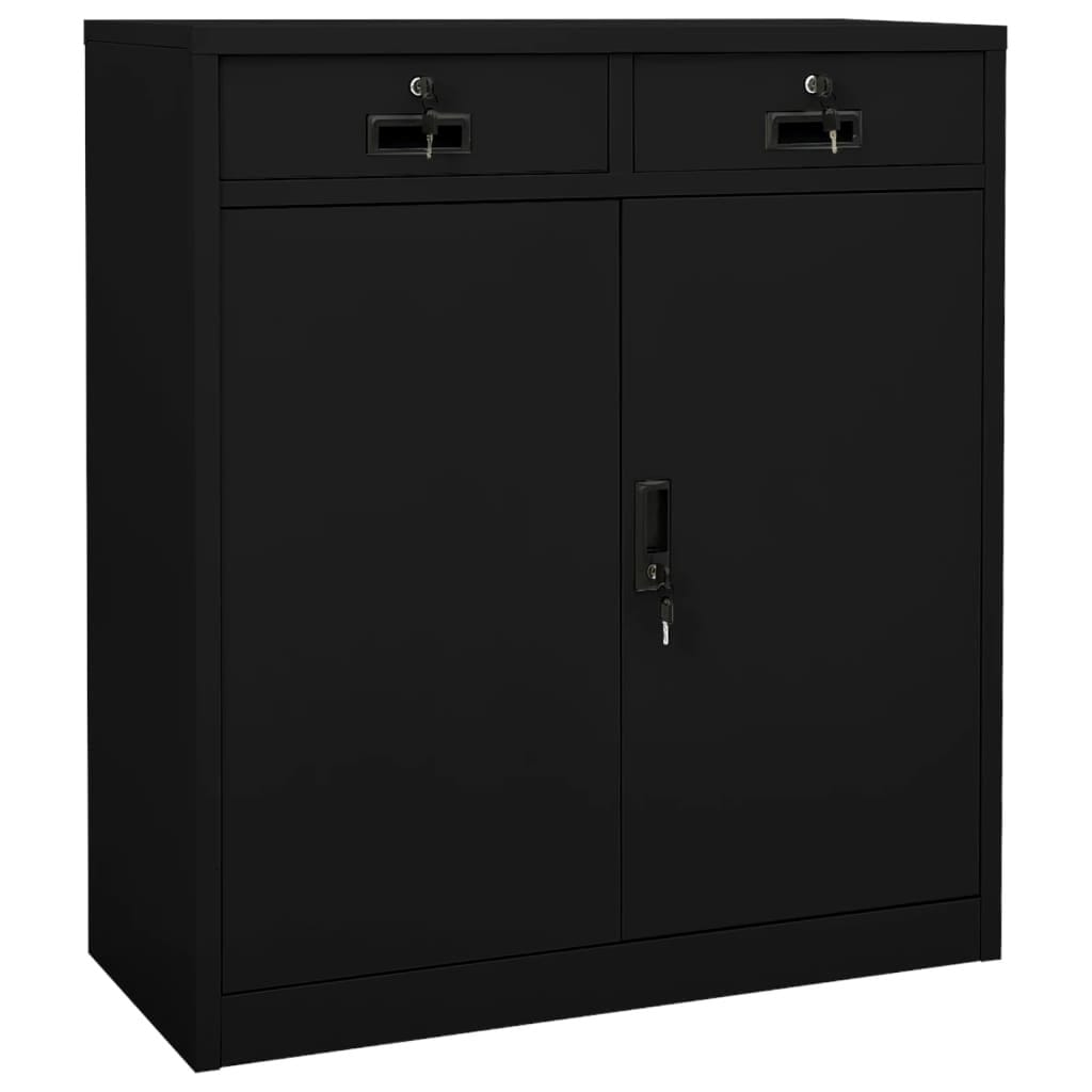 Office Cabinet Black 35.4"x15.7"x40.2" Steel