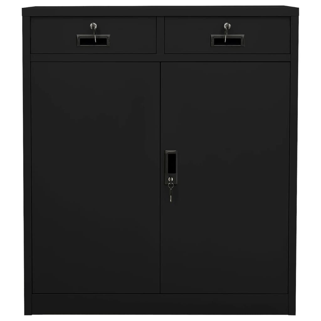 Office Cabinet Black 35.4"x15.7"x40.2" Steel - Image 2
