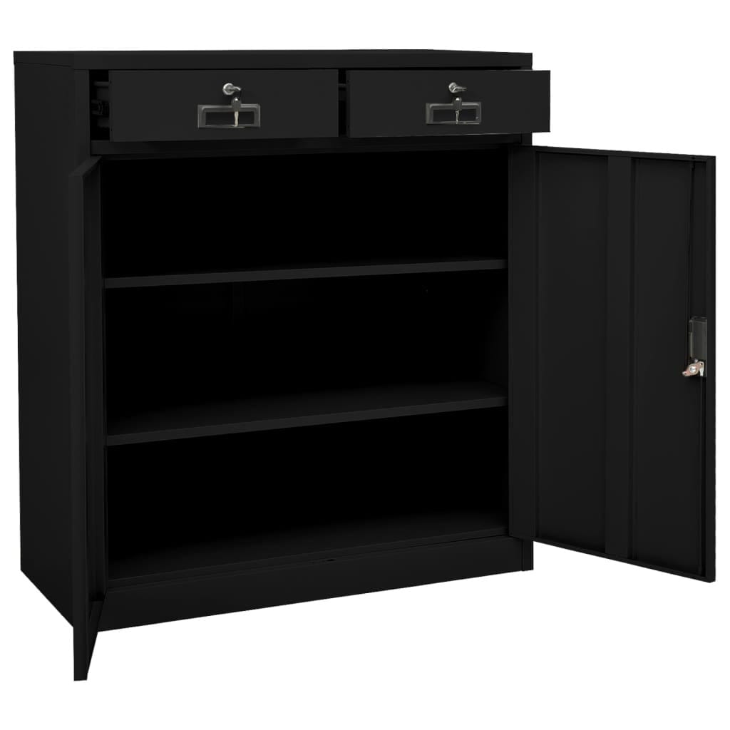 Office Cabinet Black 35.4"x15.7"x40.2" Steel - Image 5