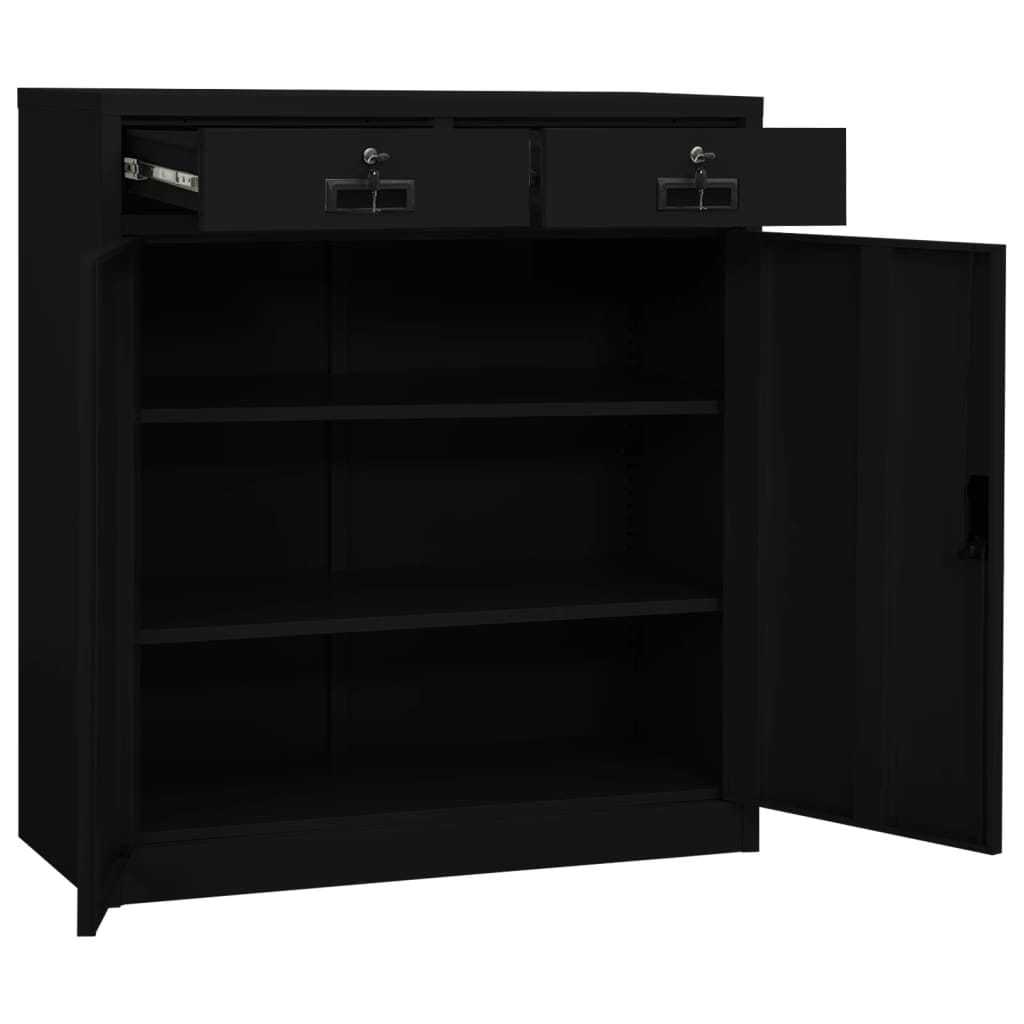 Office Cabinet Black 35.4"x15.7"x40.2" Steel - Image 6