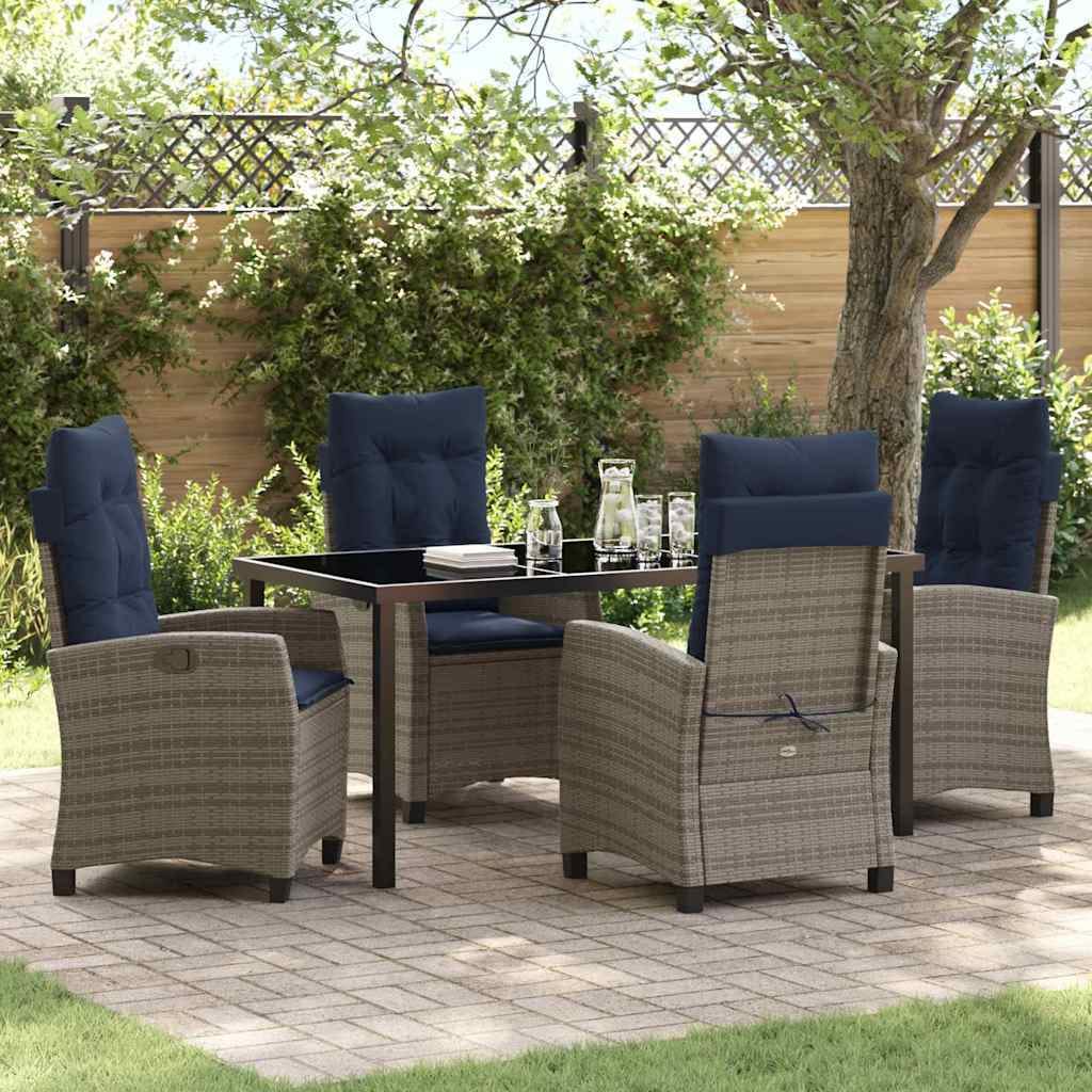 Garden Dining Set 5 pcs Grey Poly Rattan