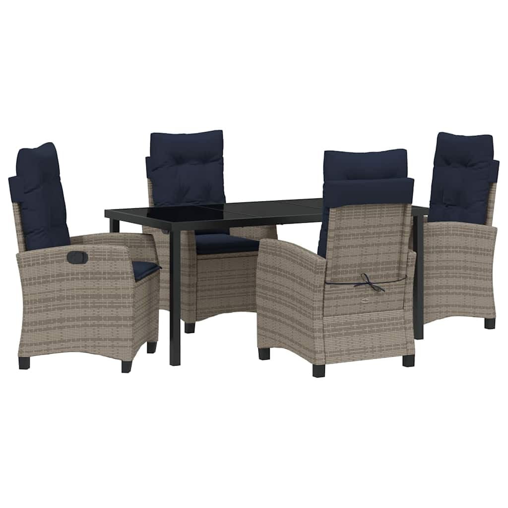 Garden Dining Set 5 pcs Grey Poly Rattan - Image 2
