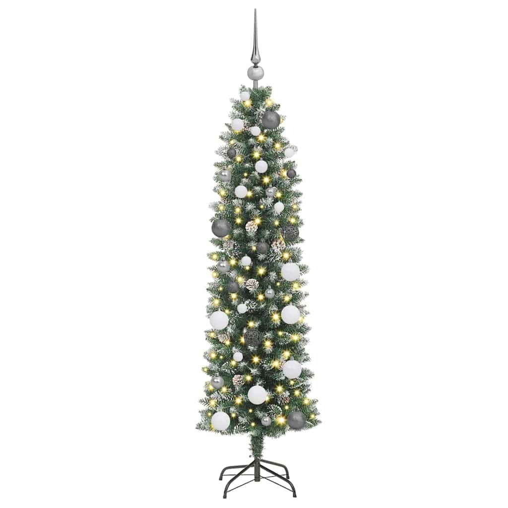 Artificial Slim Christmas Tree Green and White 59.06 in - Image 3