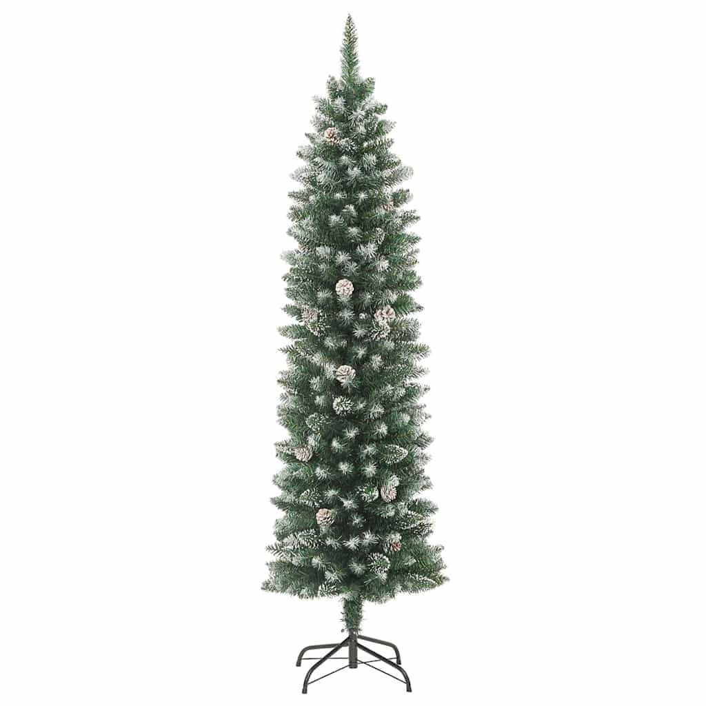 Artificial Slim Christmas Tree Green and White 59.06 in - Image 5