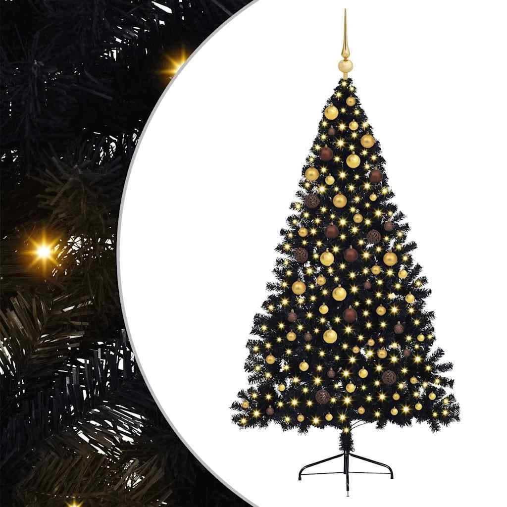 Artificial Pre-lit Christmas Tree with 300 LEDs Black 82.7" PVC - Image 2
