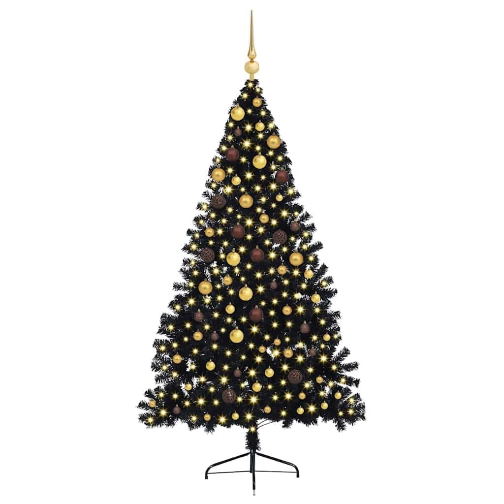 Artificial Pre-lit Christmas Tree with 300 LEDs Black 82.7" PVC - Image 3