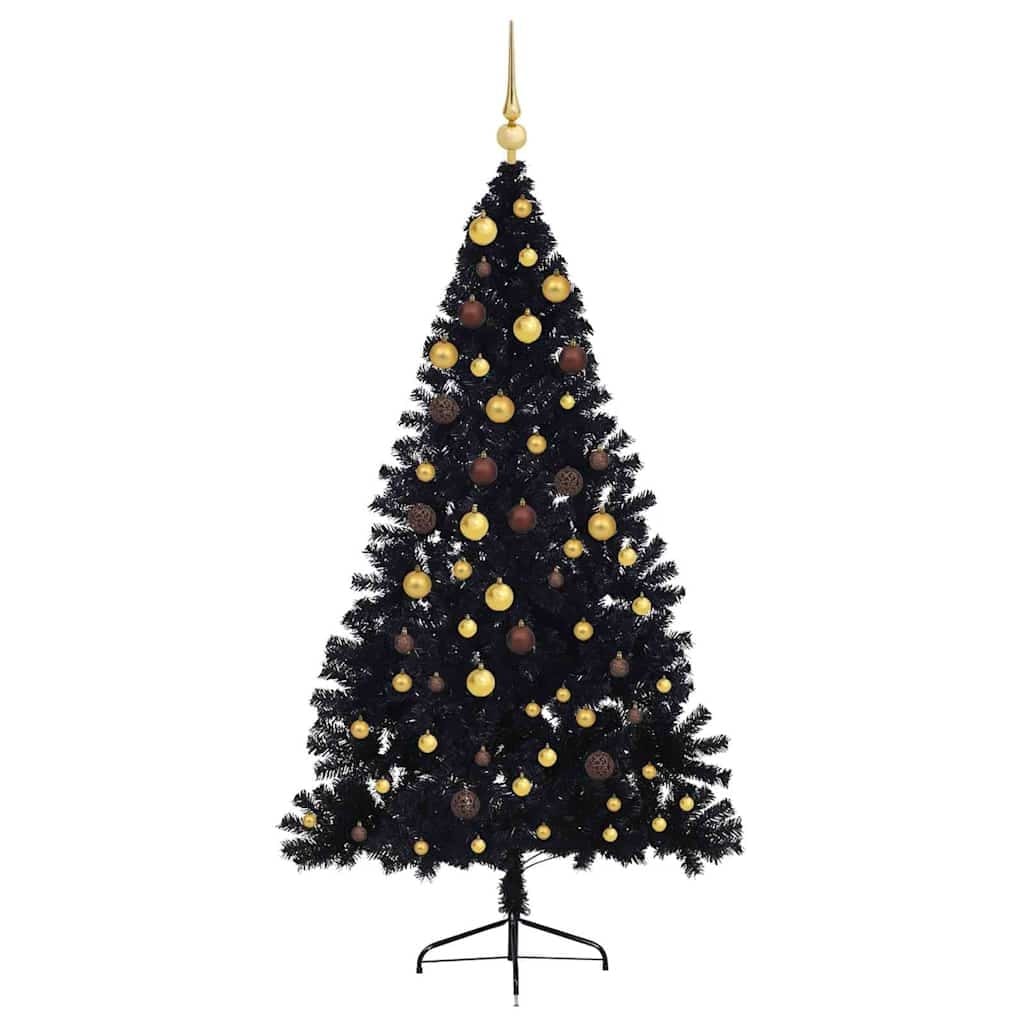 Artificial Pre-lit Christmas Tree with 300 LEDs Black 82.7" PVC - Image 4