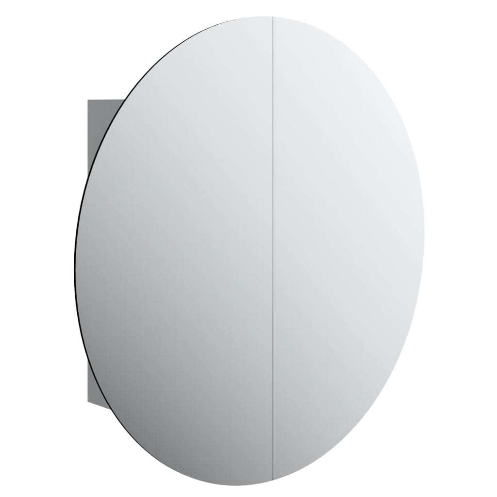 Bathroom Cabinet with Round Mirror&LED Gray 21.3"x21.3"x6.9 - Image 2