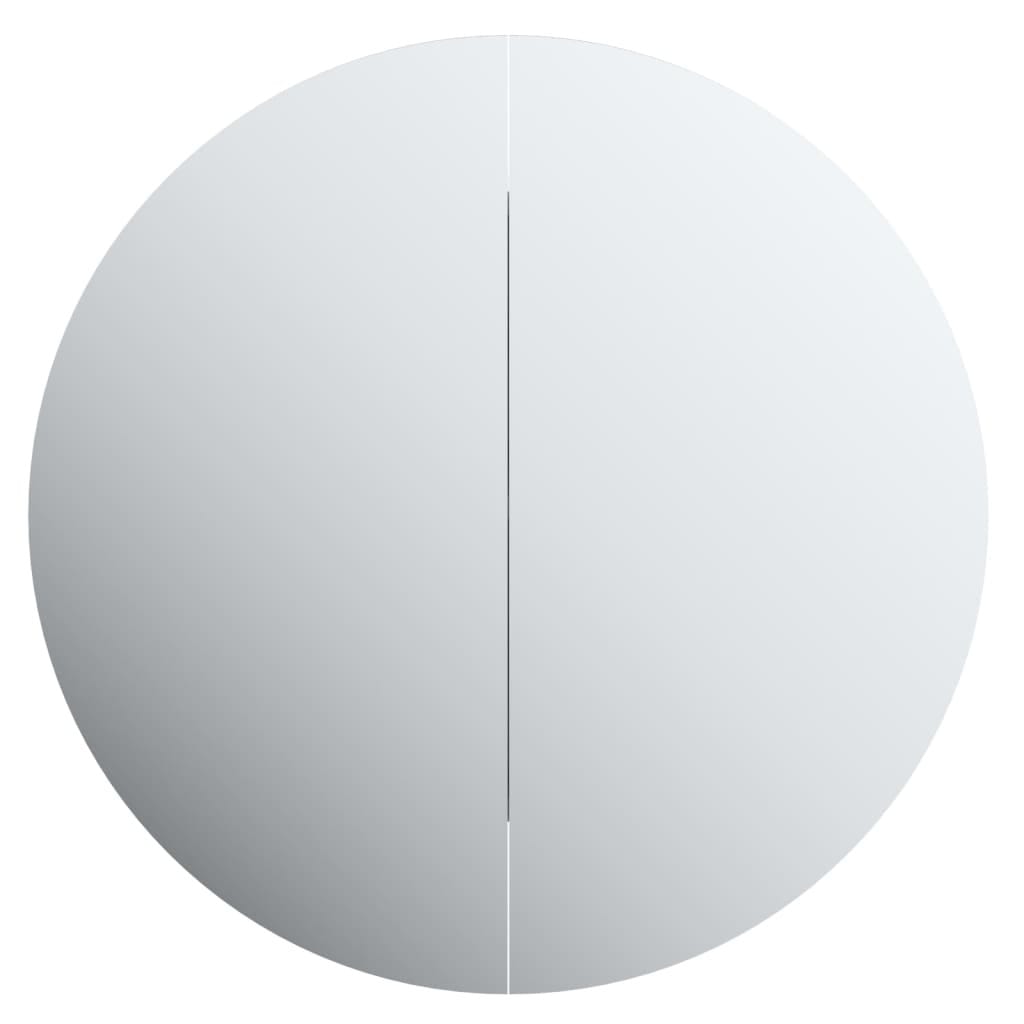 Bathroom Cabinet with Round Mirror&LED Gray 21.3"x21.3"x6.9 - Image 6
