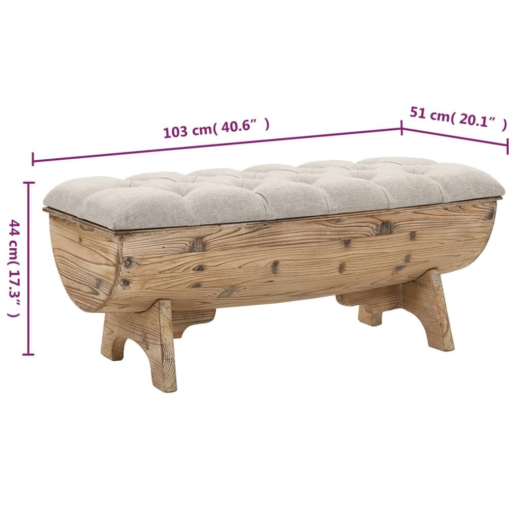 Storage Bench 40.6" Solid Wood Fir - Image 6