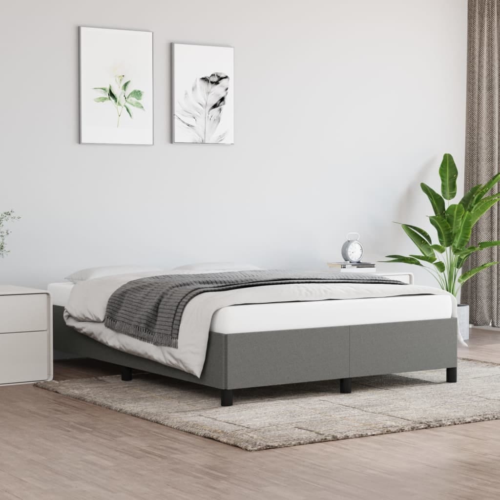 Bed Frame without Mattress Dark Gray 59.8"x79.9" Queen Fabric